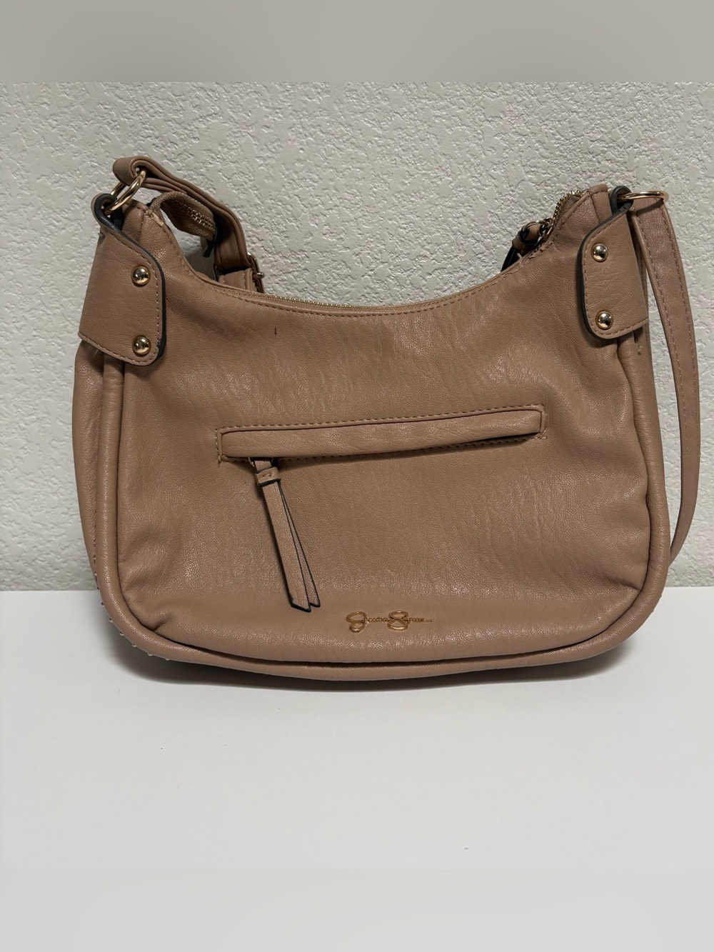 Jessica Simpson Beige Taupe Shoulder Bag with Front Zip
